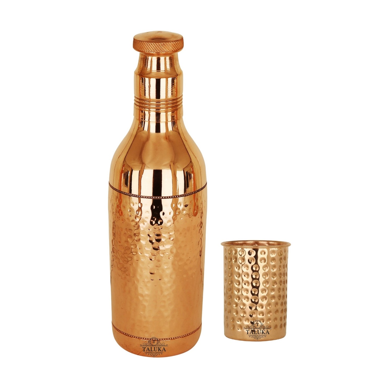 Pure Copper Hammered Water Bottle With Glass 1 PC| 1700 ML JUG, 300 ML Glass | Serving Drinking Storage Water