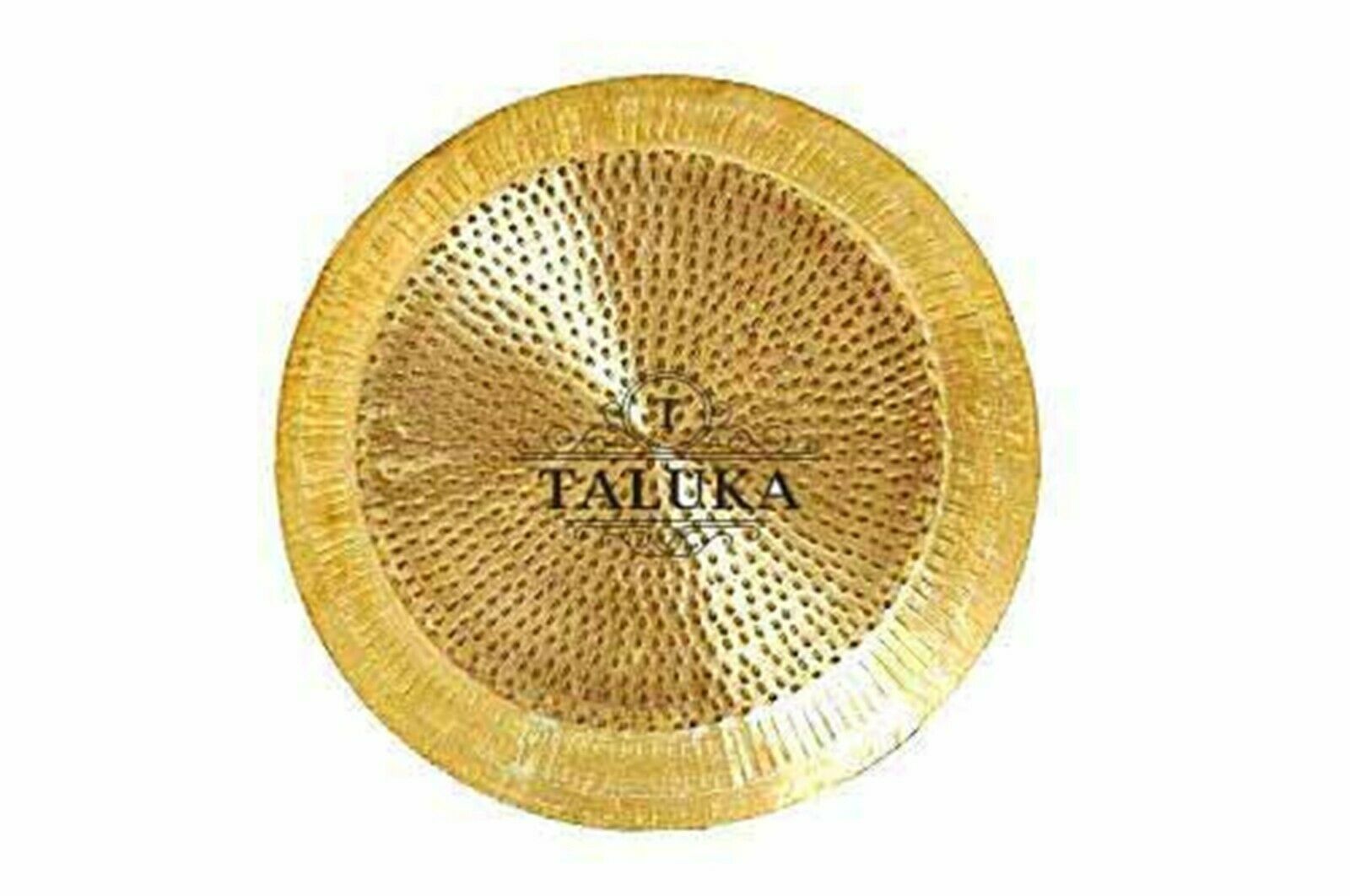 Brass Hammer Parat / Plate/ Platter Large Thali Use For Kitchen, Home in,  18X18X4 Inch size