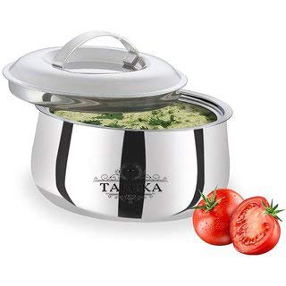 TALUKA Hot Shine Double Wall Insulated Hot Pot Stainless Steel Casserole with Steel Lid, Cook and Serve Casserole 4 Sizes ( 750 ML, 1 L, 2 L &amp; 3 L)