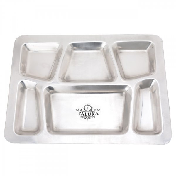 Stainless Steel Compartment 6In1 Dinner Plate For Tableware Restaurant Home Serveware