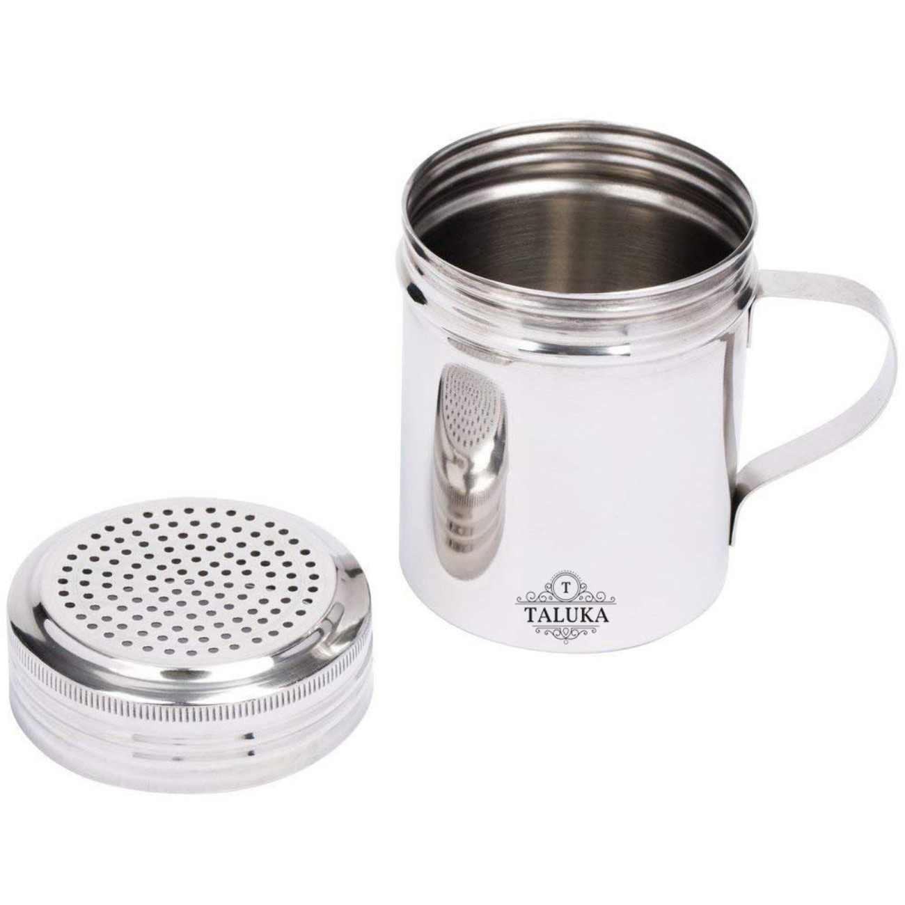 Stainless Steel Dredge Salt Sugar Coffee Cocoa Shaker with Fine-Mesh Lid