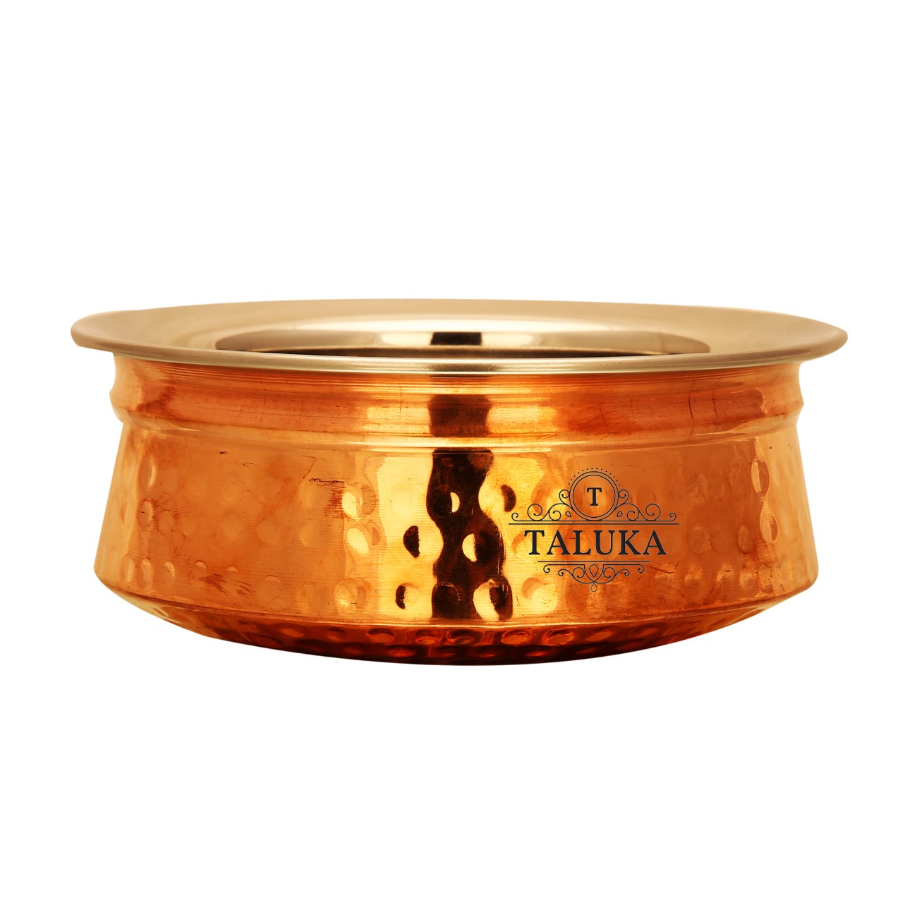 Handmade Pure Copper Food Serving Handi Bowl Copper  Food Warmer Tableware