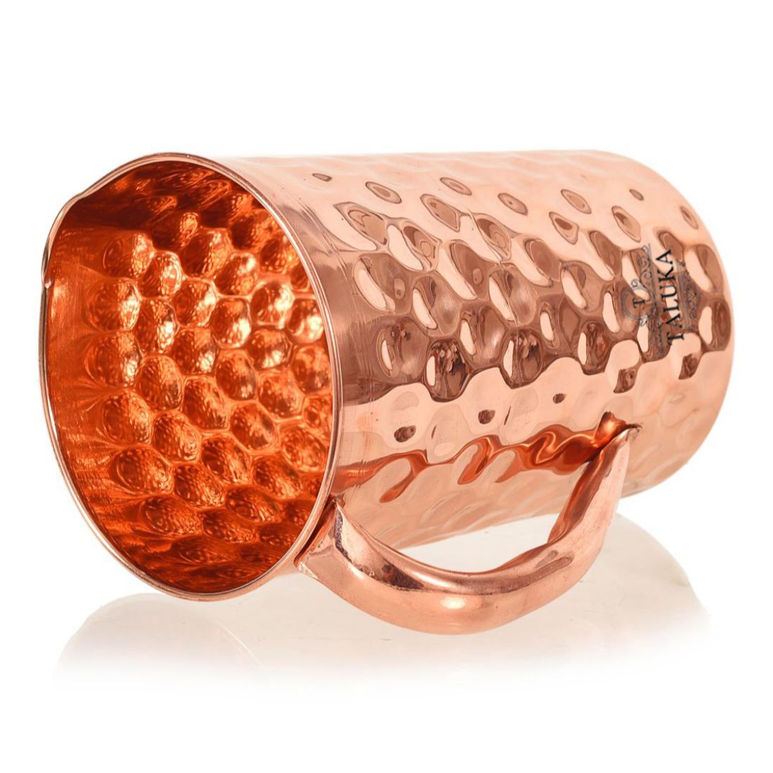 Copper Hammered Jug Pitcher 1500 ML Brass Knob Lid for Storage Drinking Purpose Diamond Design