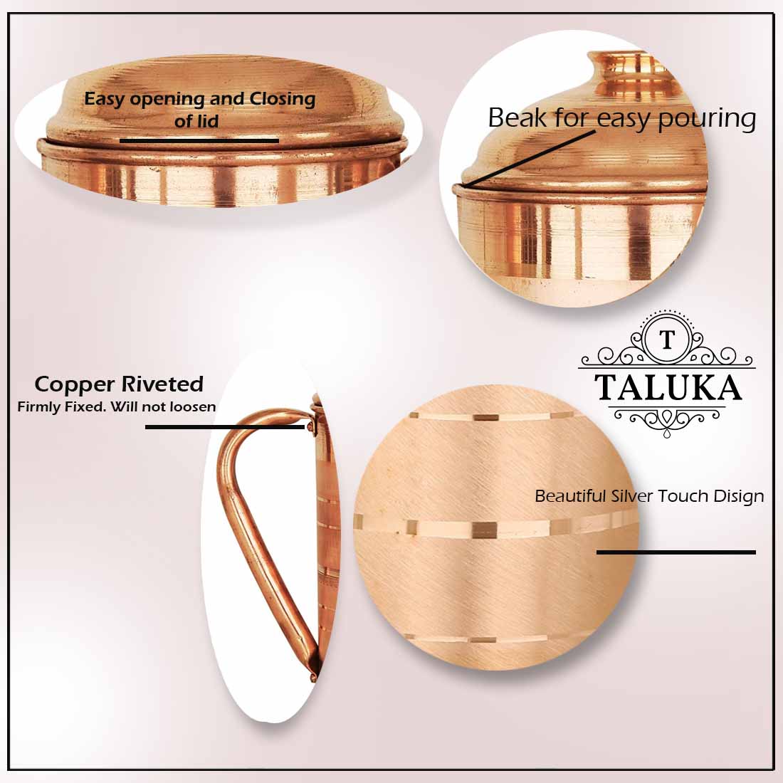 Copper Jug Luxury Design Pitcher Ayurveda Health Benefits Capacity: 1700 ML
