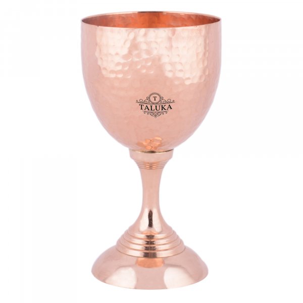 ( 3.5&quot; x 6&quot; inches )Pure Copper Designed Hammered Goblet Glass Wine Glass | Perfect for Party, Serving |Perfect Drinking Experience | Bar ware