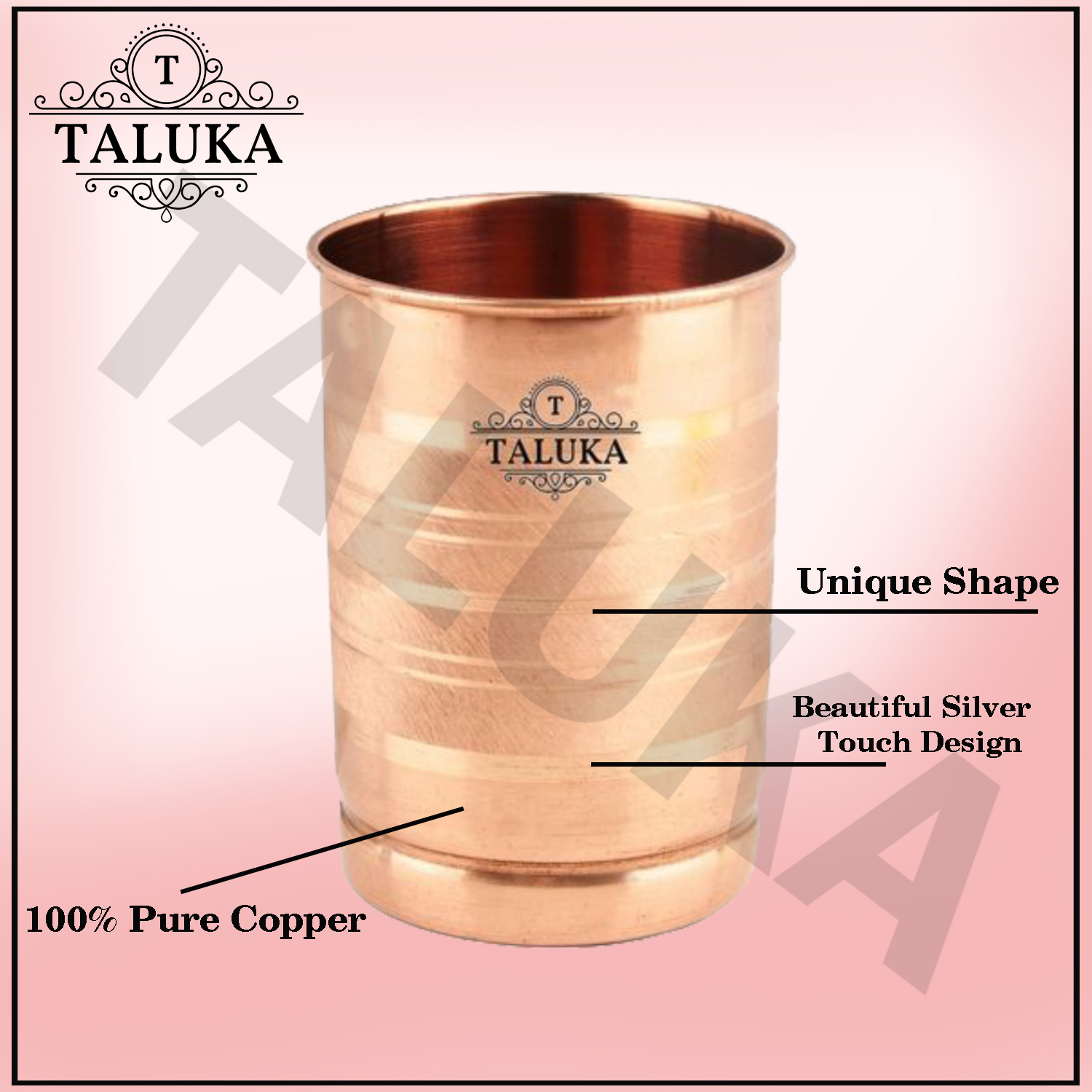 Pure Copper Glass Tumbler, Set of 1, 300 ML for Storage and Drinking Purpose For Ayurveda Good Health Benefits ( 3" x 4" inches ) Hotel Restaurant Home Drink Ware Glass