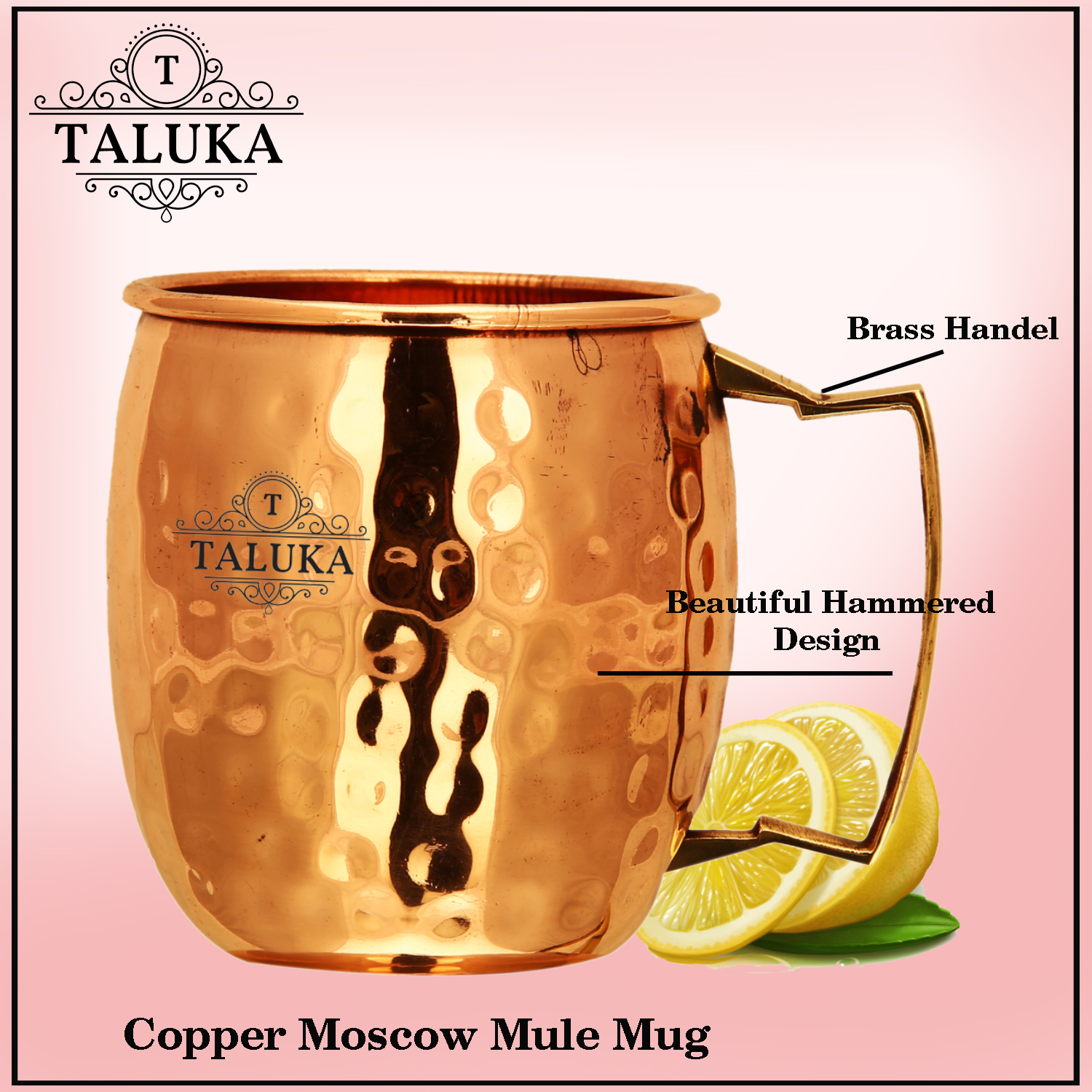 Copper Hammered Moscow Mule Mug With Brass Handle Wine Beer Cup For Bar Ware