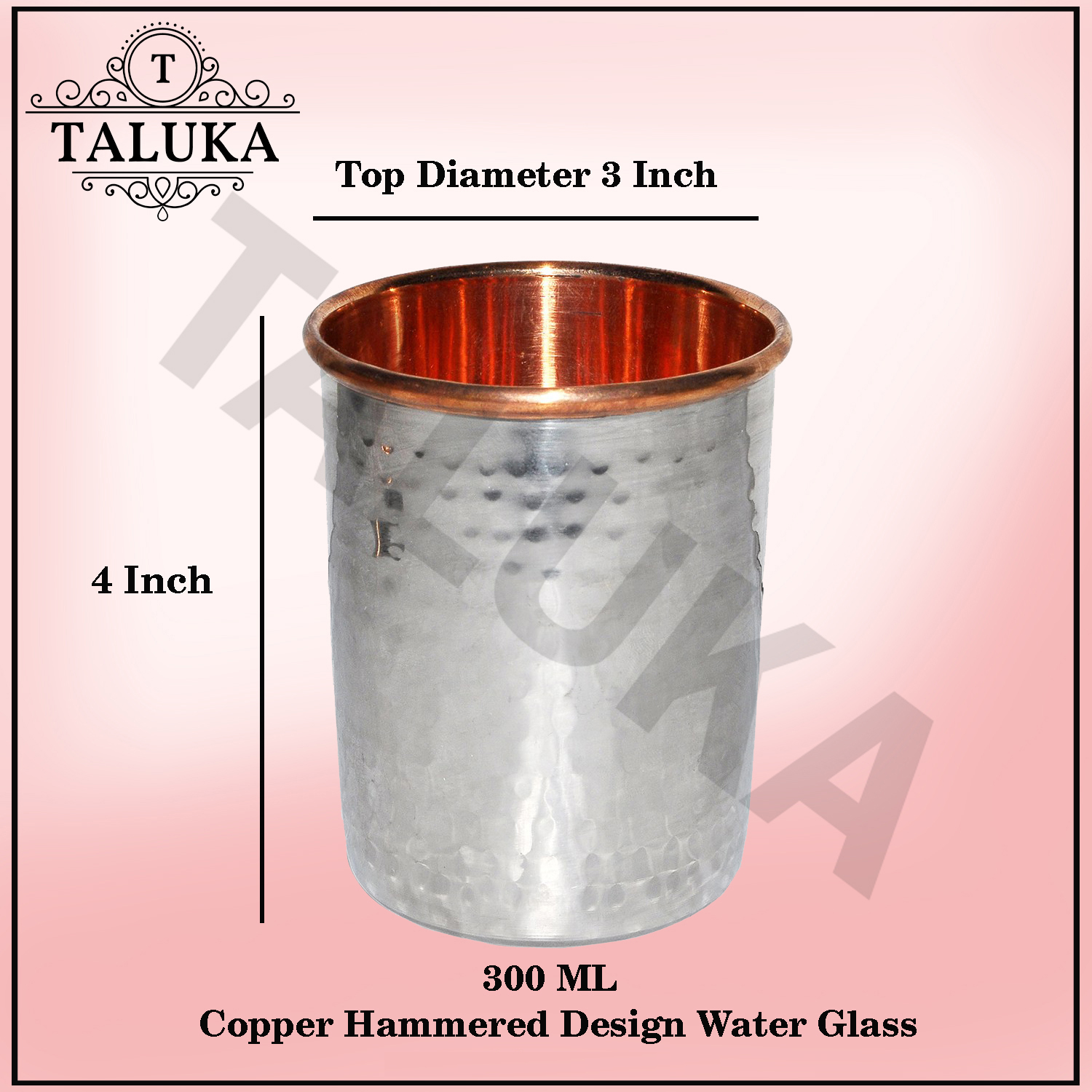 Stainless Steel Copper Hammered Glass  Round Water Glass Tumbler Drinkware