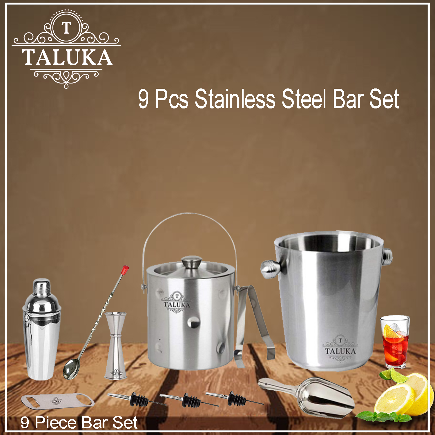 Stainless Steel Wine and Cocktail Bar Set 11 Piece Combination Bar Tools Set