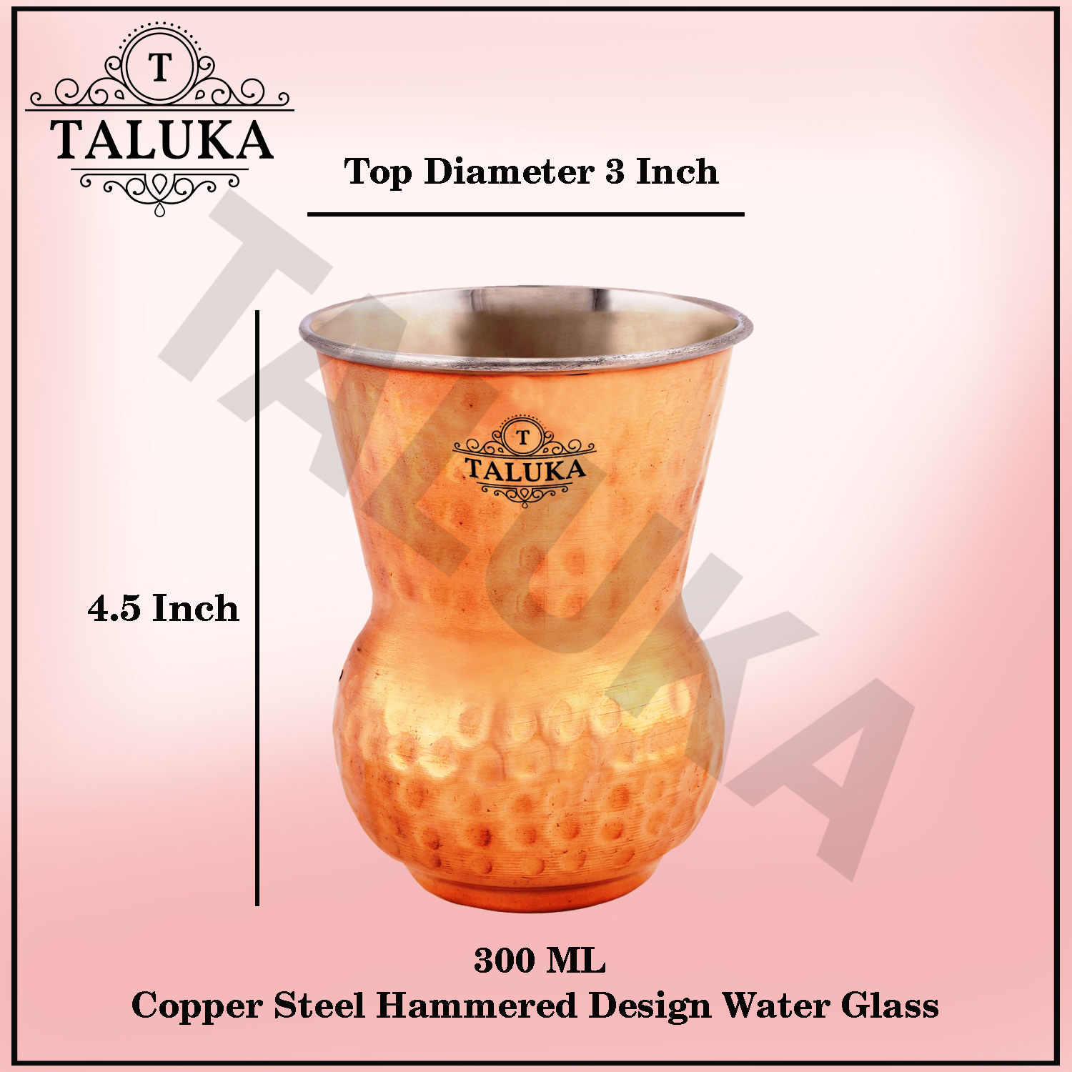 Handmade Copper Hammer Glass Cup/Tumbler